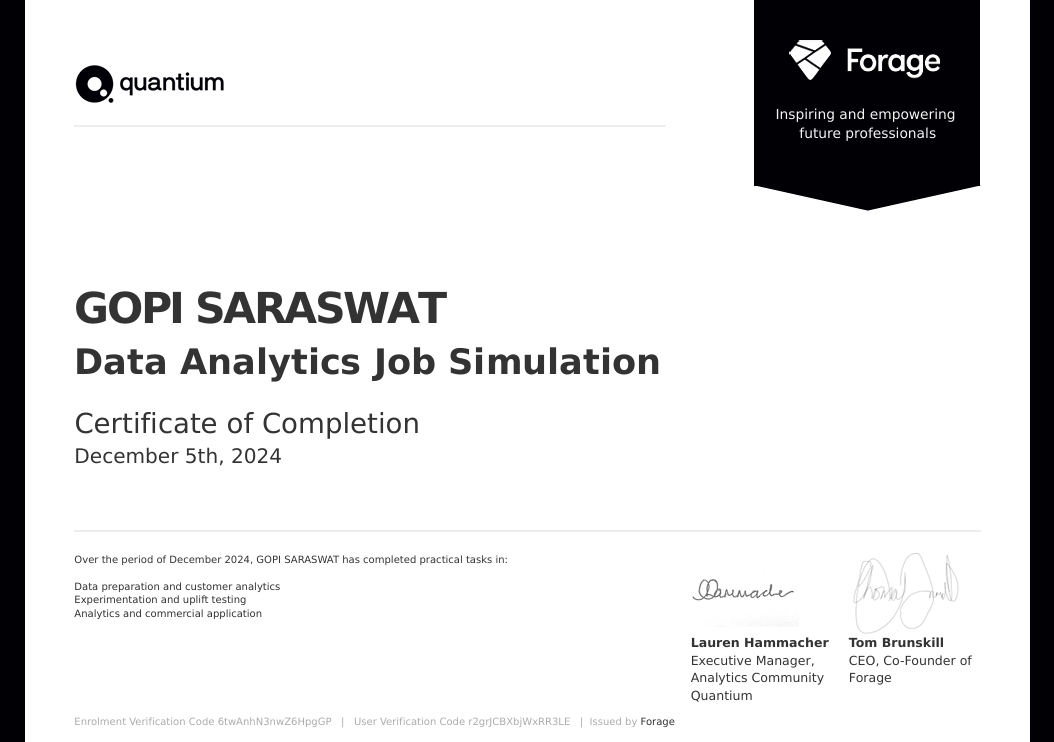 Quantium Data Analytics